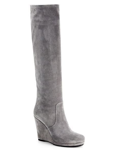 prada suede knee high wedge boots|prada lug sole combat boot.